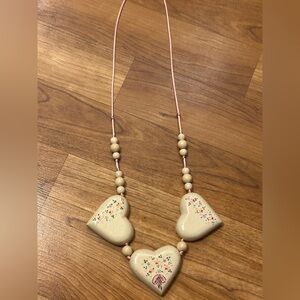 Vintage Handmade Wooden Heart Necklace
